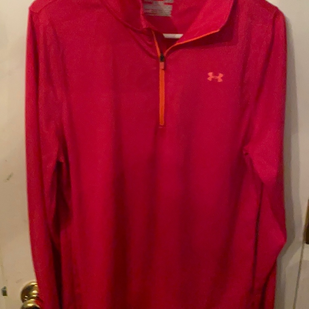 Pink Under Armour half zip silky top